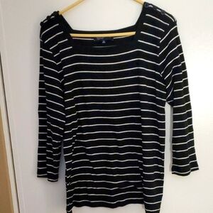Lauren Ralph Lauren Black and White Striped Blouse